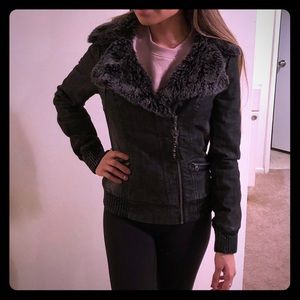 GUESS Black stretch zip up jacket